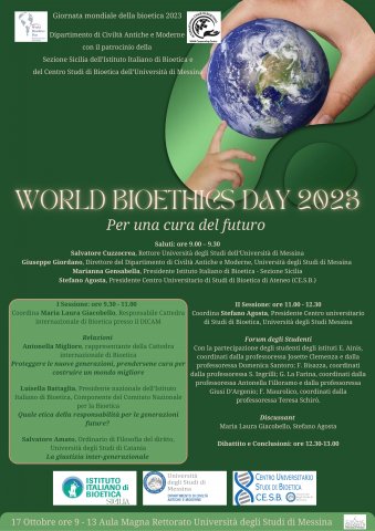 Locandina WORLD BIOETHICS DAY 2023