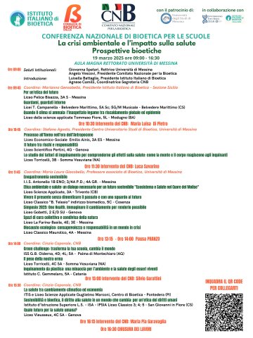 Conferenza nazionale di bioetica per le scuole